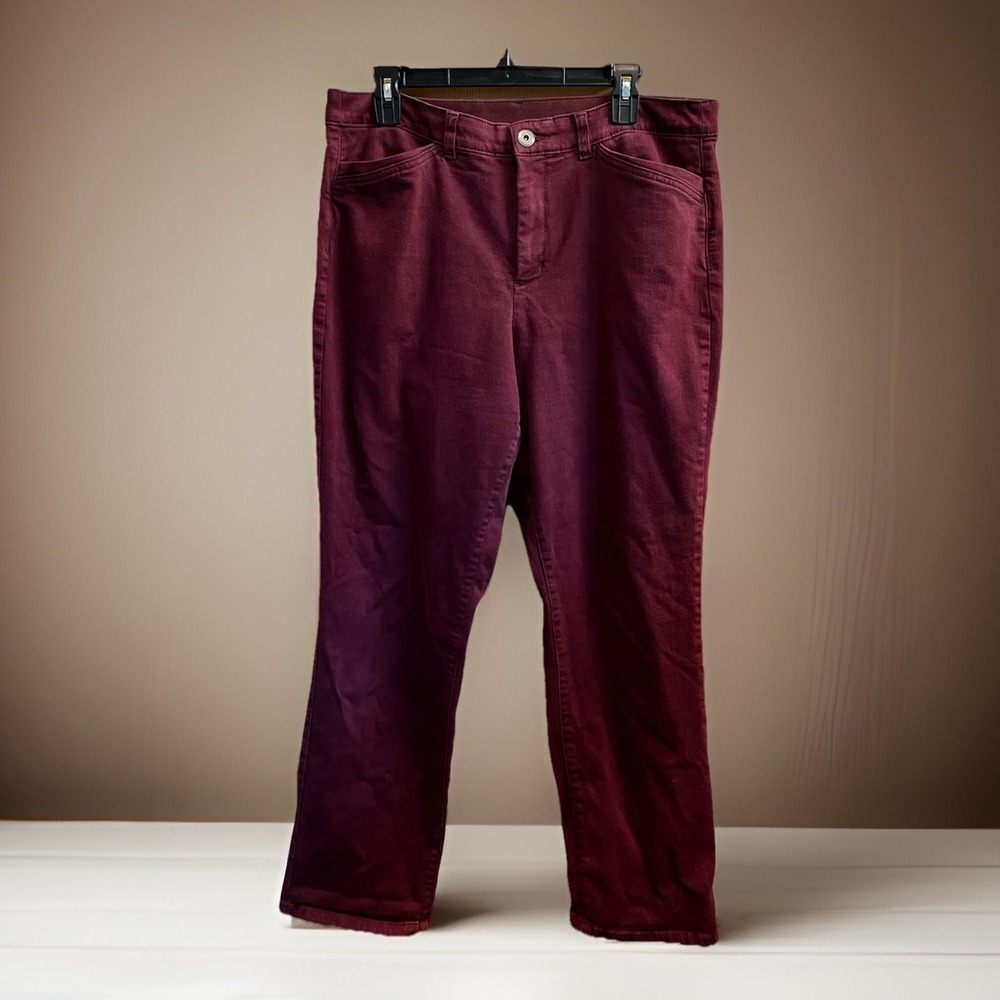 CJ BANKS Maroon Signature Slimming Skinny Leg Pants Womens Size 14
